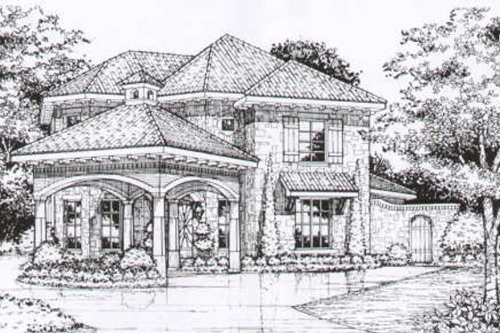 Exterior - Front Elevation for European House Plan #141-268 - 4 bed, 4.5 bath