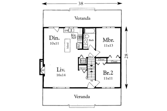 Floor Plan - Main Floor for Cottage House Plan #409-1113 - 4 bed, 2 bath