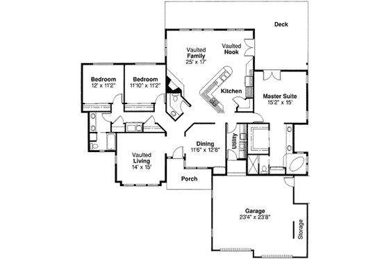 Floor Plan - Main Floor House Plan #124-101 - 3 bed, 2.5 bath
