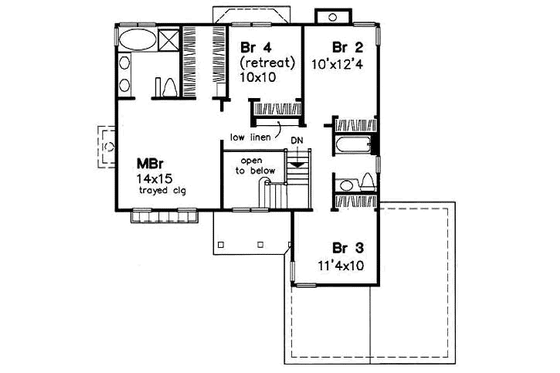 Floor Plan - Upper Floor for Traditional House Plan #50-163 - 4 bed, 2.5 bath