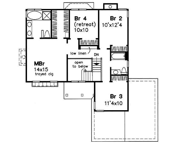 Traditional Floor Plan - Upper Floor Plan #50-163