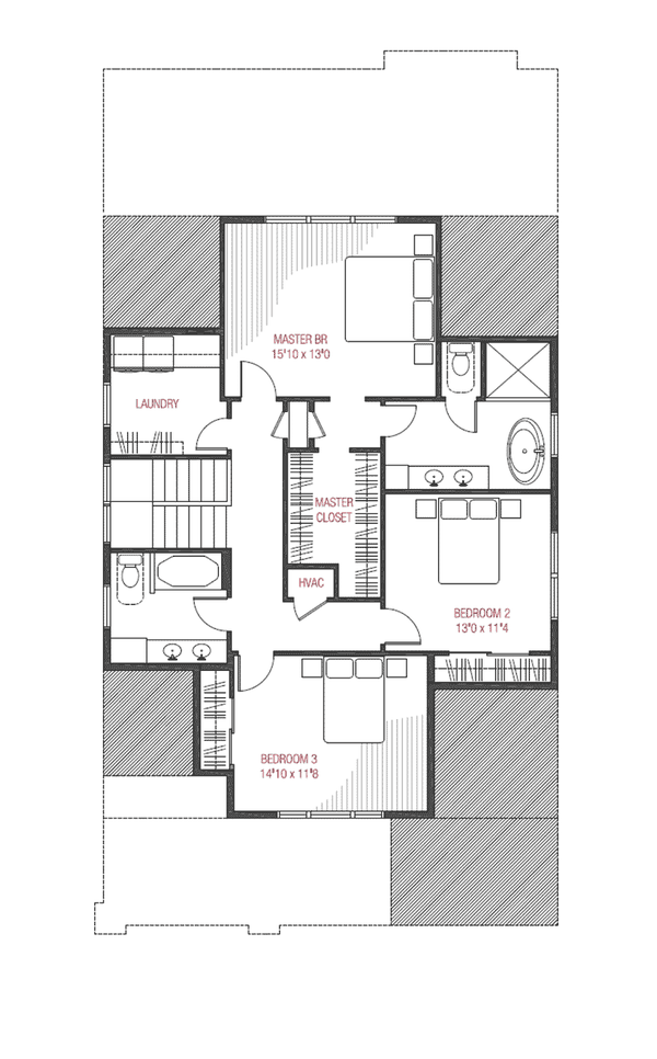 Craftsman Floor Plan - Upper Floor Plan #1079-1