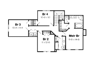 Floor Plan - Upper Floor for Colonial House Plan #312-607 - 4 bed, 2.5 bath