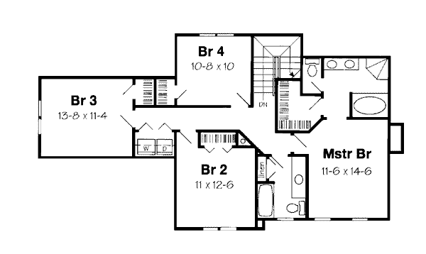 Colonial Floor Plan - Upper Floor Plan #312-607