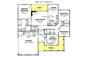 Floor Plan - Main Floor for Farmhouse House Plan #20-362 - 4 bed, 2 bath