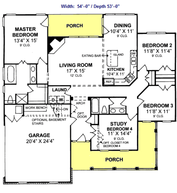 Architectural House Design - Farmhouse Floor Plan - Main Floor Plan #20-362