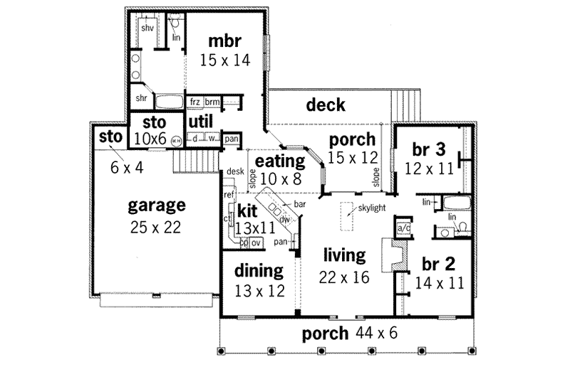 Dream House Plan - Floor Plan - Main Floor for Traditional House Plan #45-128 - 3 bed, 2 bath