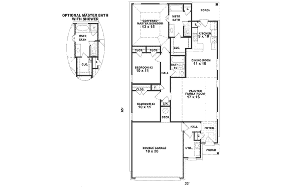 Floor Plan - Main Floor for Southern House Plan #81-229 - 3 bed, 2 bath