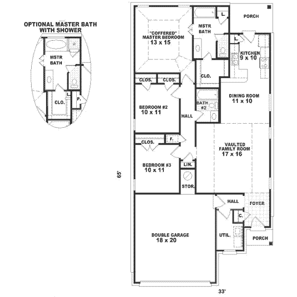 Floor Plan - Main Floor for Southern House Plan #81-229 - 3 bed, 2 bath