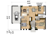 European Style House Plan - 2 Beds 1 Baths 1078 Sq/Ft Plan #25-5010 