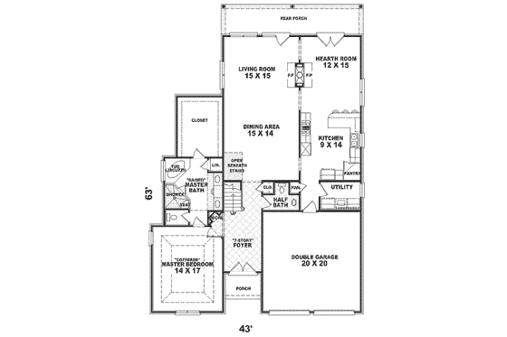 Floor Plan - Main Floor for European House Plan #81-264 - 3 bed, 2.5 bath