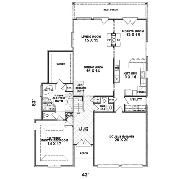 Floor Plan - Main Floor for European House Plan #81-264 - 3 bed, 2.5 bath