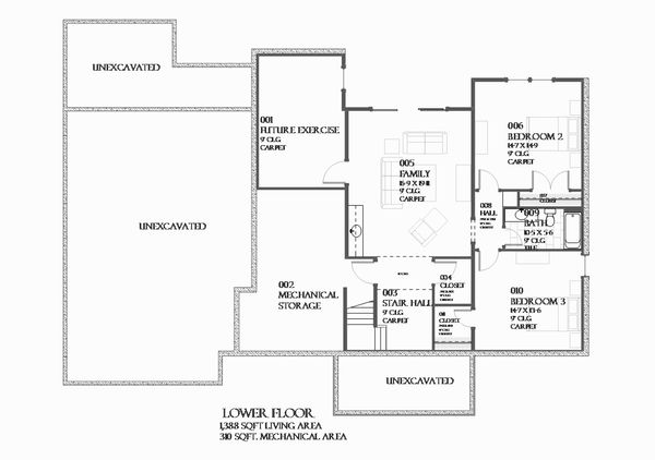 Traditional Floor Plan - Lower Floor Plan #901-133