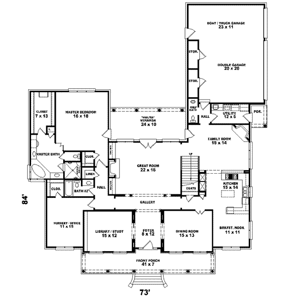 Colonial Floor Plan - Main Floor Plan #81-632