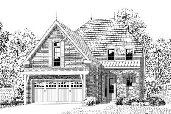 Exterior - Front Elevation for European House Plan #424-133 - 3 bed, 3 bath