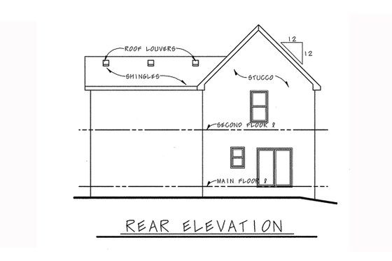 Exterior - Rear Elevation for Farmhouse House Plan #20-1212 - 3 bed, 2.5 bath