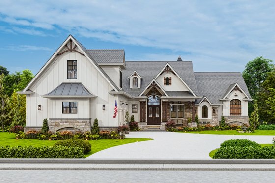 Exterior - Front Elevation 3 for Craftsman House Plan #54-585 - 3 bed, 3.5 bath