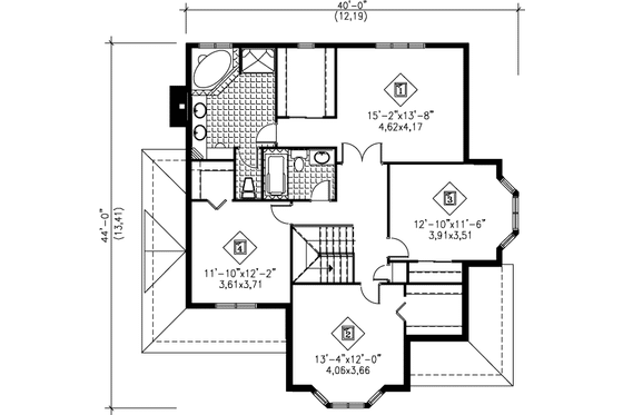 Floor Plan - Upper Floor for Victorian House Plan #25-2197 - 4 bed, 2.5 bath