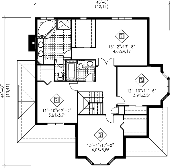 Victorian Floor Plan - Upper Floor Plan #25-2197