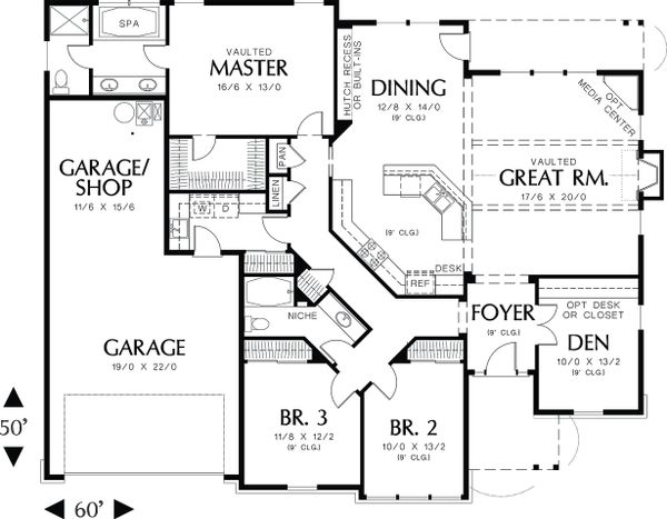 Home Plan - Craftsman style house plan, floor plan