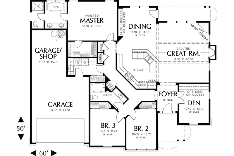 Home Plan - Craftsman style house plan, floor plan