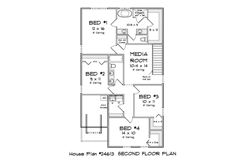 Architectural House Design - Floor Plan - Upper Floor for Cottage House Plan #513-2406 - 4 bed, 2.5 bath