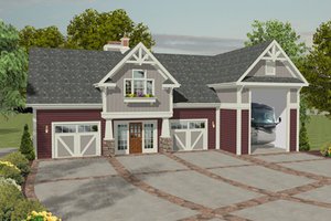 Craftsman, Front Elevation, RV Garage