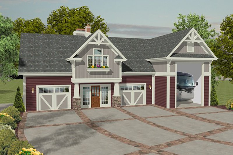 Architectural House Design - Craftsman, Front Elevation, RV Garage