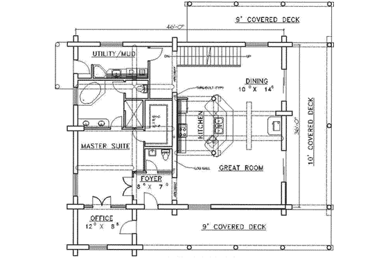 Floor Plan - Main Floor for Log House Plan #117-113 - 3 bed, 4 bath