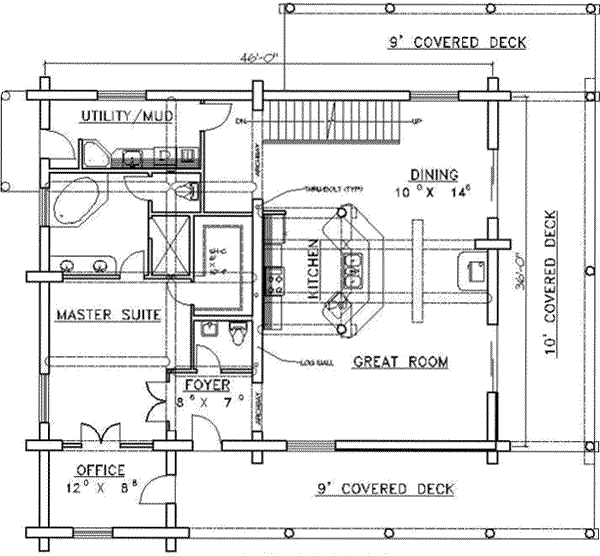 House Blueprint - Log Floor Plan - Main Floor Plan #117-113