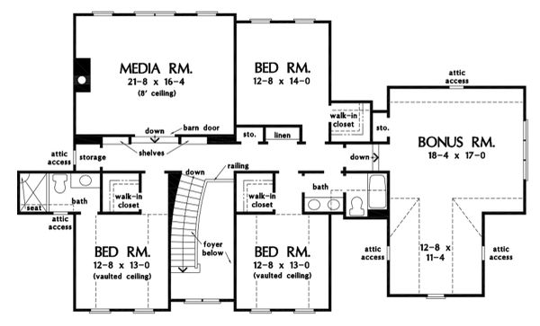 Farmhouse Floor Plan - Upper Floor Plan #929-1113