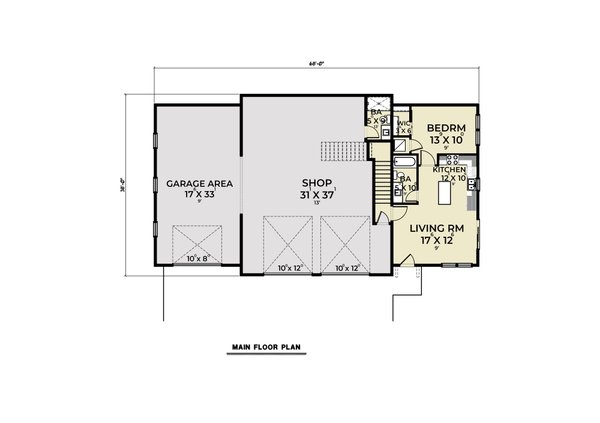 Barndominium Floor Plan - Main Floor Plan #1070-217