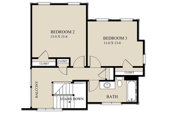 Floor Plan - Upper Floor for Cottage House Plan #921-2 - 3 bed, 2.5 bath