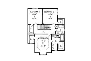 Floor Plan - Upper Floor for Country House Plan #312-451 - 3 bed, 2.5 bath