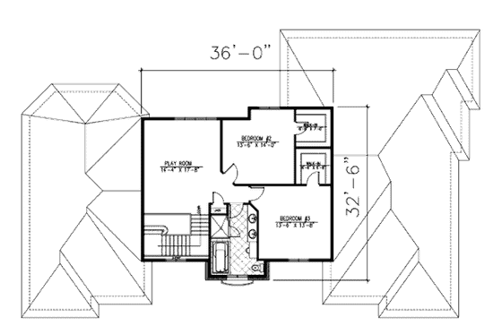 Floor Plan - Upper Floor for European House Plan #138-251 - 3 bed, 3 bath