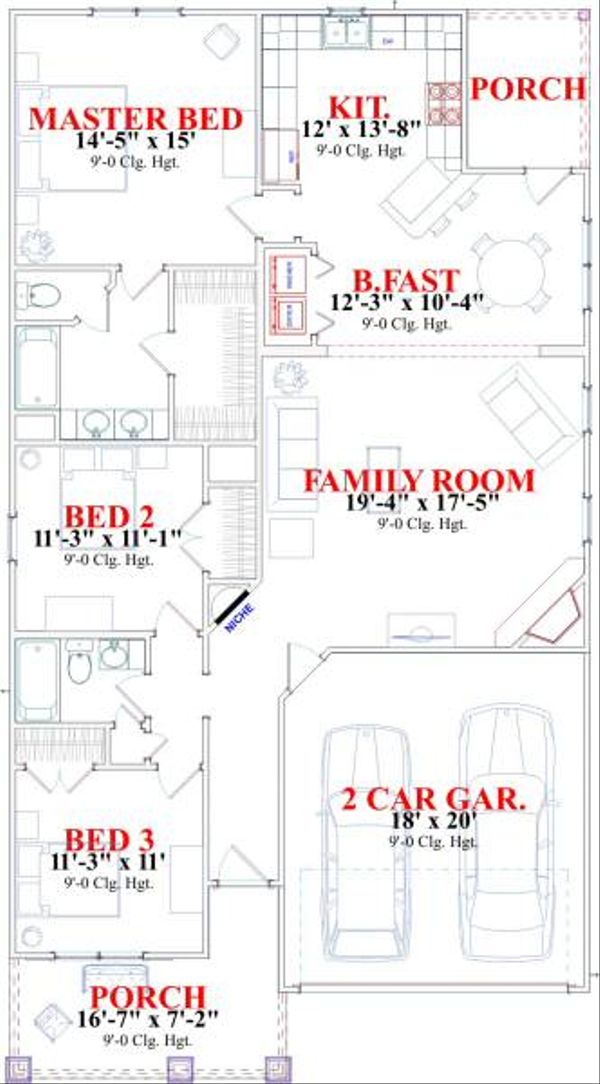 Craftsman Floor Plan - Main Floor Plan #63-151