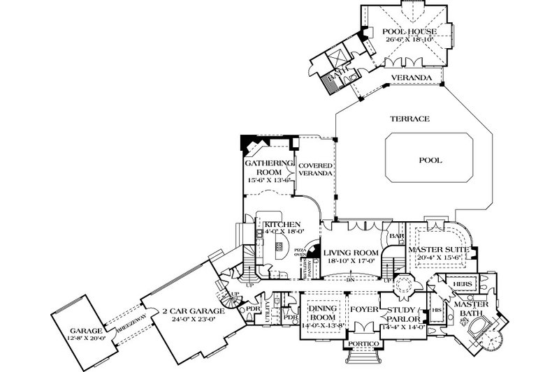 Dream House Plan - Floor Plan - Main Floor for European House Plan #453-46 - 5 bed, 5.5 bath