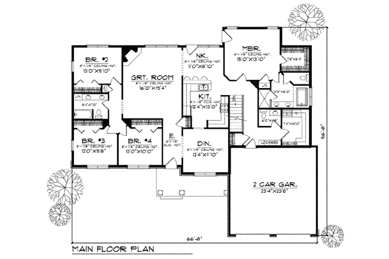 Home Plan - Floor Plan - Main Floor for Ranch House Plan #70-790 - 5 bed, 3.5 bath