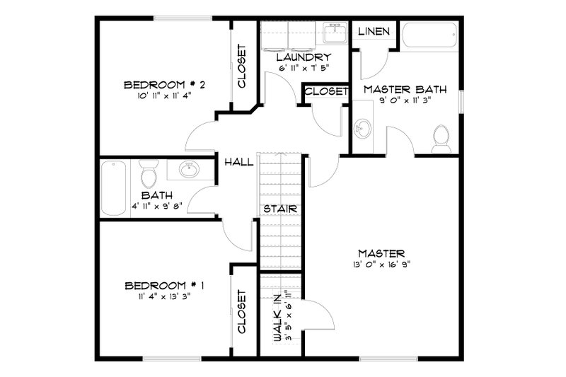House Blueprint - Floor Plan - Upper Floor for Traditional House Plan #1060-440 - 3 bed, 2.5 bath