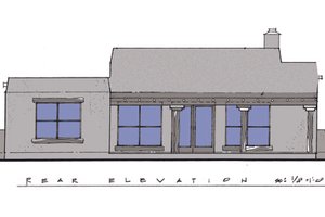 Exterior - Rear Elevation for Adobe / Southwestern House Plan #140-143 - 3 bed, 2 bath