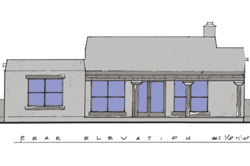 Architectural House Design - Exterior - Rear Elevation for Adobe / Southwestern House Plan #140-143 - 3 bed, 2 bath