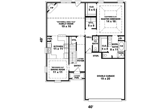 Floor Plan - Main Floor for European House Plan #81-706 - 3 bed, 2.5 bath