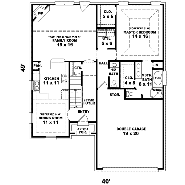 Floor Plan - Main Floor for European House Plan #81-706 - 3 bed, 2.5 bath
