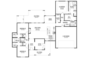 Floor Plan - Main Floor for Farmhouse House Plan #1093-1 - 3 bed, 2.5 bath