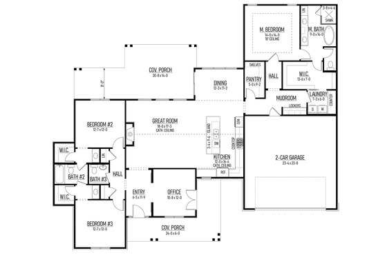 Floor Plan - Main Floor for Farmhouse House Plan #1093-1 - 3 bed, 2.5 bath