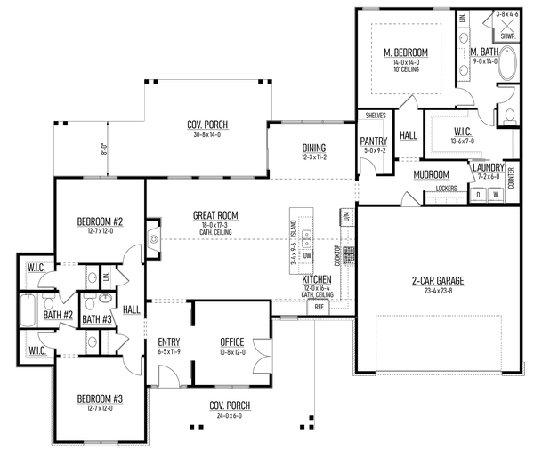 Home Plan - Farmhouse Floor Plan - Main Floor Plan #1093-1