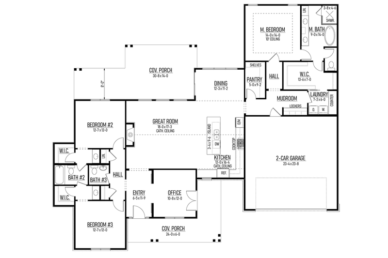 Home Plan - Floor Plan - Main Floor for Farmhouse House Plan #1093-1 - 3 bed, 2.5 bath