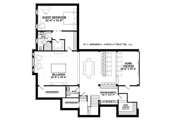 Country Floor Plan - Lower Floor Plan #928-12