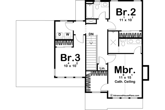 Floor Plan - Upper Floor for Farmhouse House Plan #455-309 - 3 bed, 2.5 bath