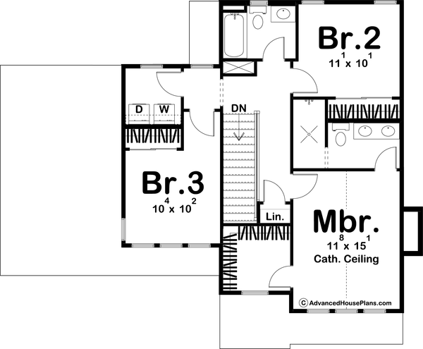 Farmhouse Floor Plan - Upper Floor Plan #455-309